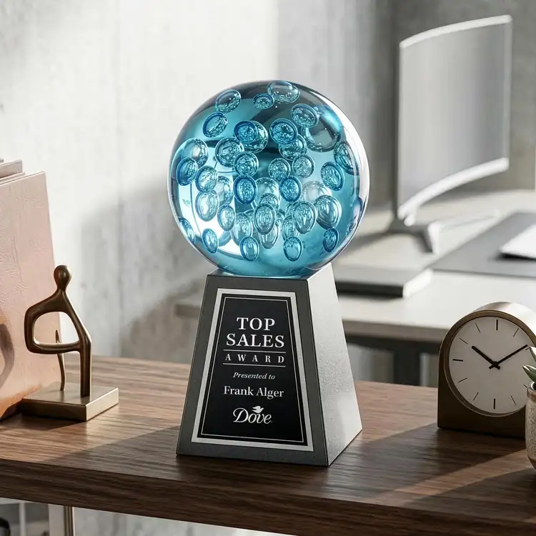 Addison Award on Tall Marble Base - Laser Engraving #6