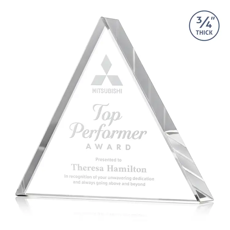 Adler Triangle Award - Starfire Crystal - Engraved #2