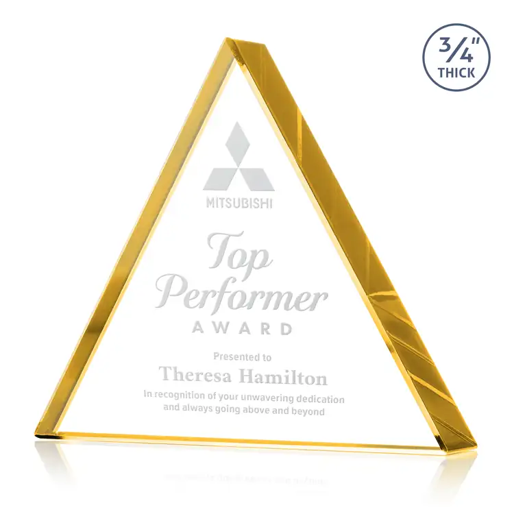 Adler Triangle Award - Starfire Crystal - Engraved #3