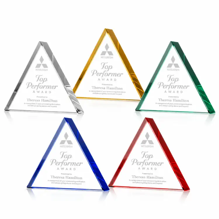 Adler Triangle Award - Starfire Crystal - Engraved