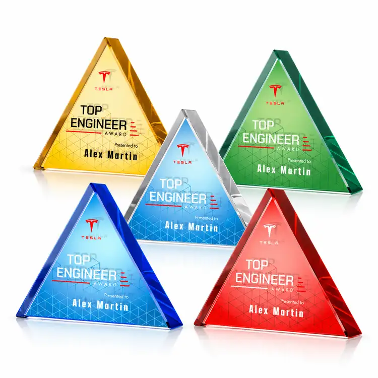 Adler Triangle Double Sided Award - Starfire Crystal - Double Sided Multicolor