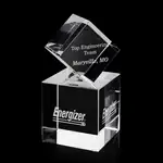 Trophée Affirmation à deux cubes en cristal - Gravure