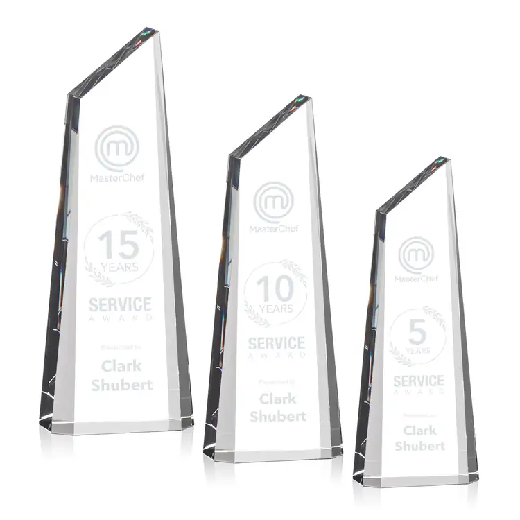 Trophée Akron en cristal optique - Tour - Gravure