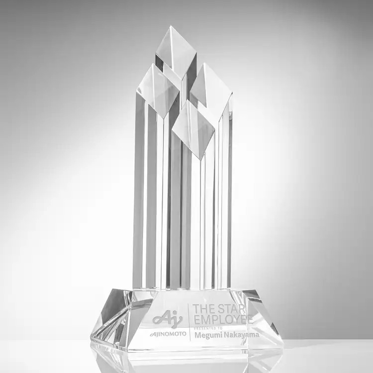 Alderwood Four-Pillar Optical Crystal Award - Deep Etch