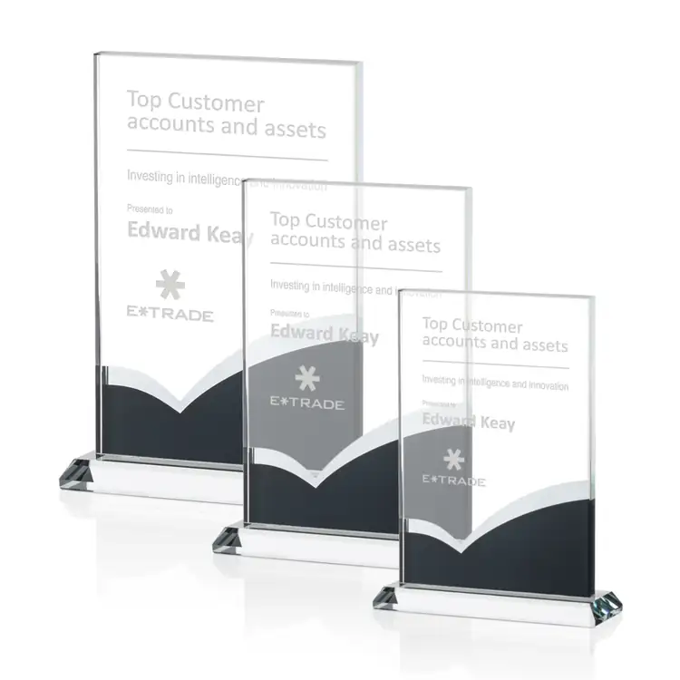 Alessia Starfire Crystal Award with Grey Curves
