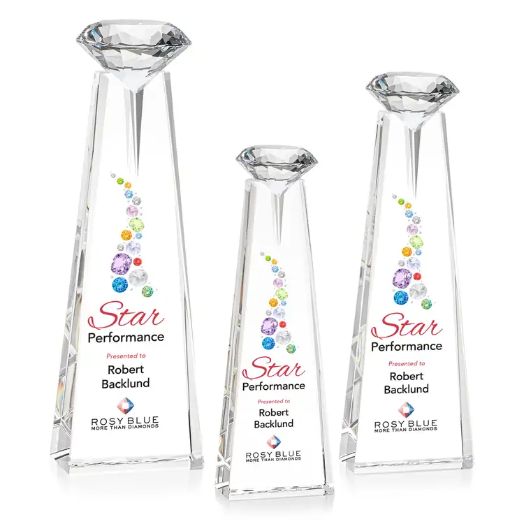 Alicia Gemstone Crystal Award with Diamond - Multicolor