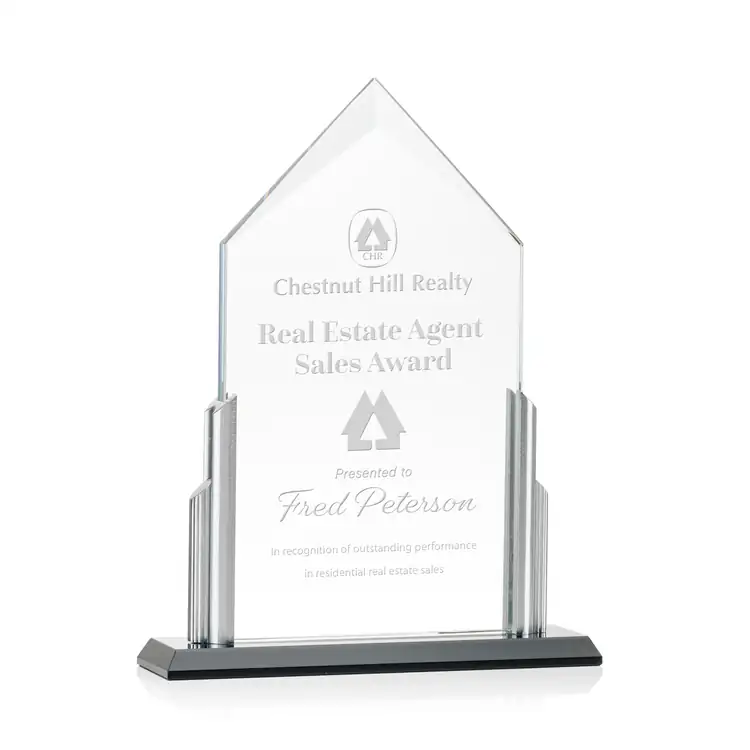 Amarillo Crystal Award on Black Base - Deep Etch #2