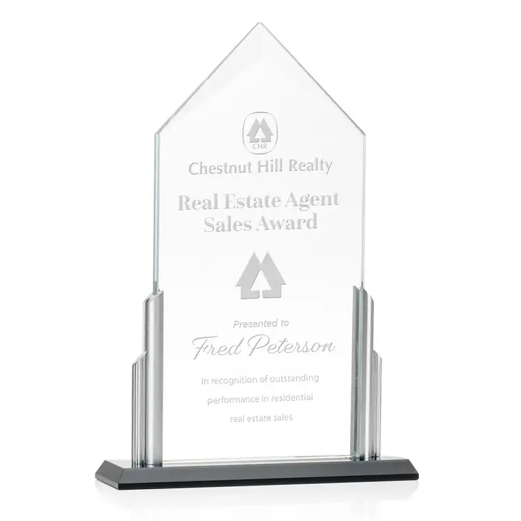 Amarillo Crystal Award on Black Base - Deep Etch #3