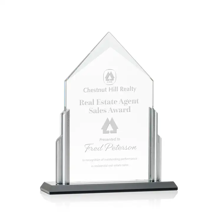 Amarillo Crystal Award on Black Base - Deep Etch