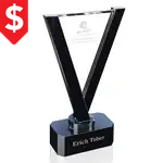Trophée Amity en cristal optique noir et transparent