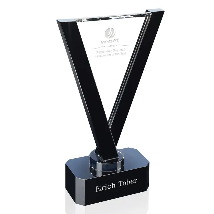Amity Black and Clear Optical Crystal Award
