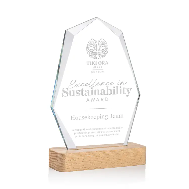 Andale Starfire Crystal Award on Beechwood Base #3