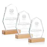 Trophée Andale en cristal Starfire sur socle en hêtre