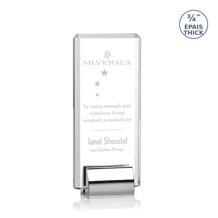 Annapolis Starfire Crystal Award on Chrome Base - Deep Etch #3