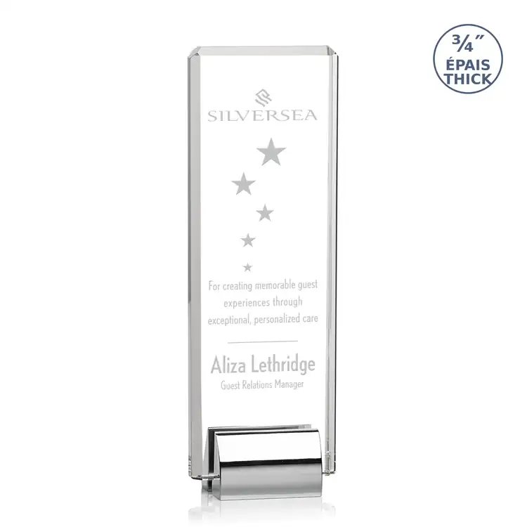 Annapolis Starfire Crystal Award on Chrome Base - Deep Etch #4