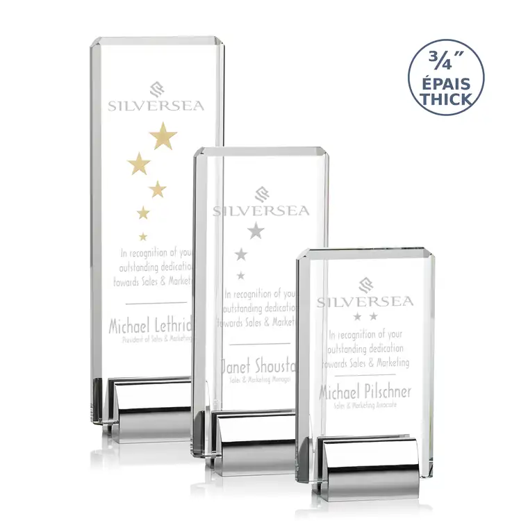 Annapolis Starfire Crystal Award on Chrome Base - Deep Etch