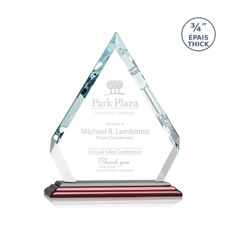 Apex Crystal Award on Rosewood Albion Base - Deep Etch #2