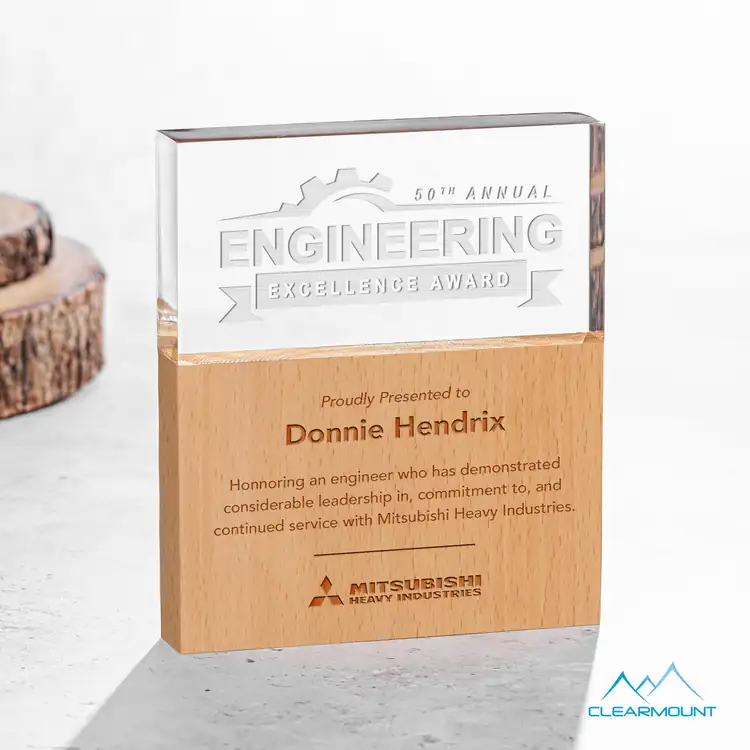 Arbuste Wood and Acrylic Award - Laser Engraved #3
