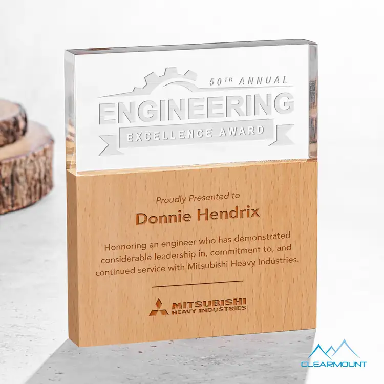 Arbuste Wood and Acrylic Award - Laser Engraved #4