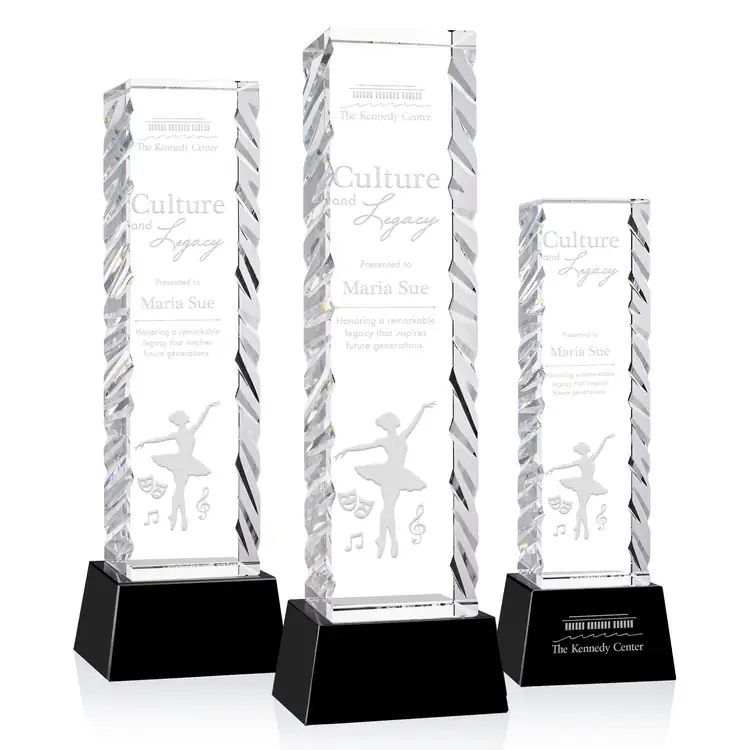 Arezzo Optical Crystal Award on Robson Base - Deep Etch #2