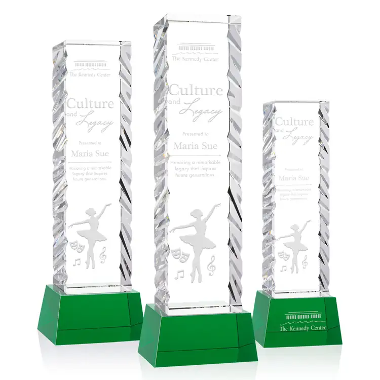 Arezzo Optical Crystal Award on Robson Base - Deep Etch #4