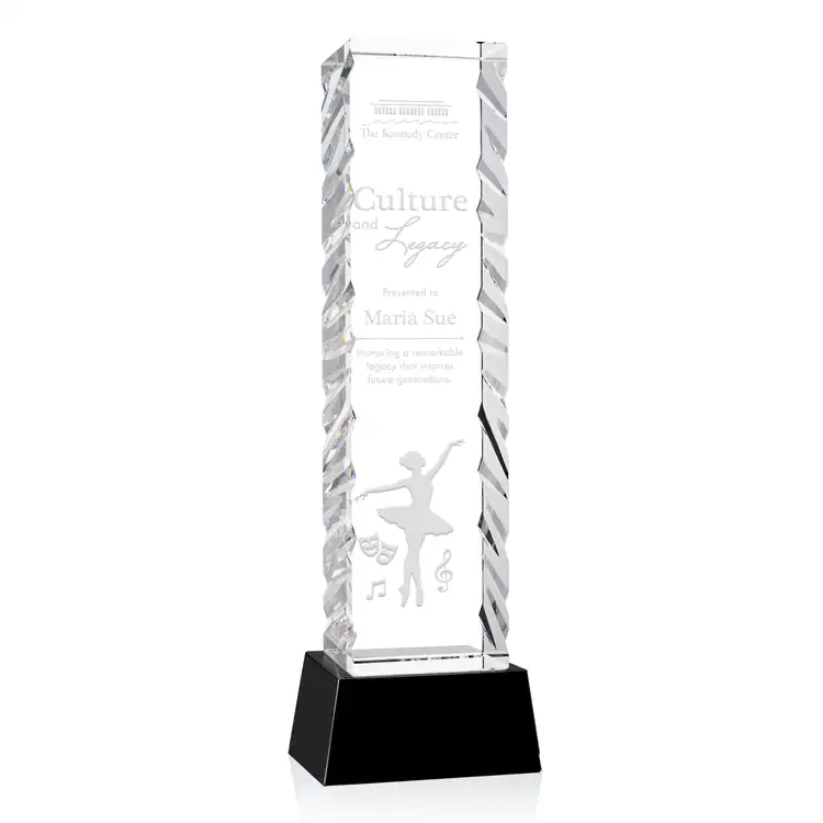 Arezzo Optical Crystal Award on Robson Base - Deep Etch #6