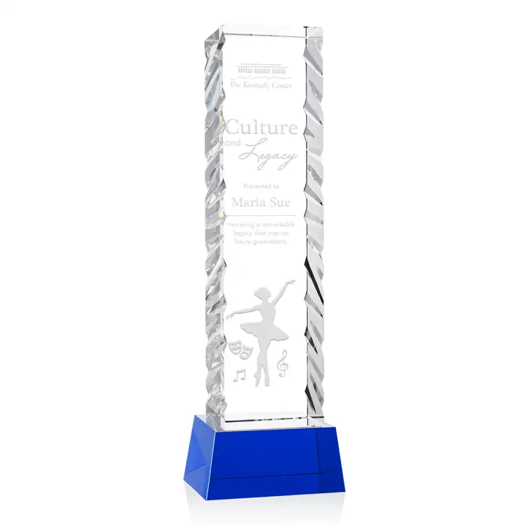 Arezzo Optical Crystal Award on Robson Base - Deep Etch #7