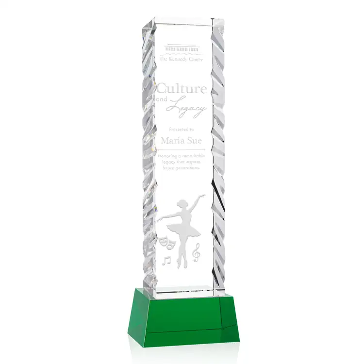Arezzo Optical Crystal Award on Robson Base - Deep Etch #8