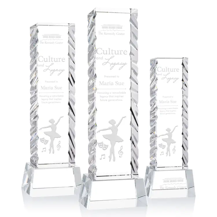 Arezzo Optical Crystal Award on Robson Base - Deep Etch