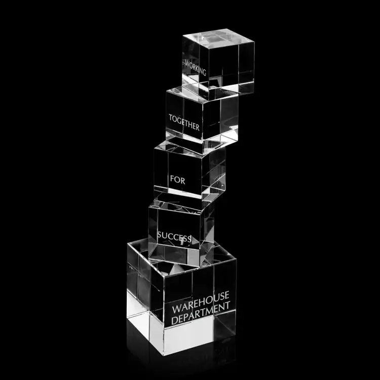 Ascent Crystal Cube Award - Deep Etch