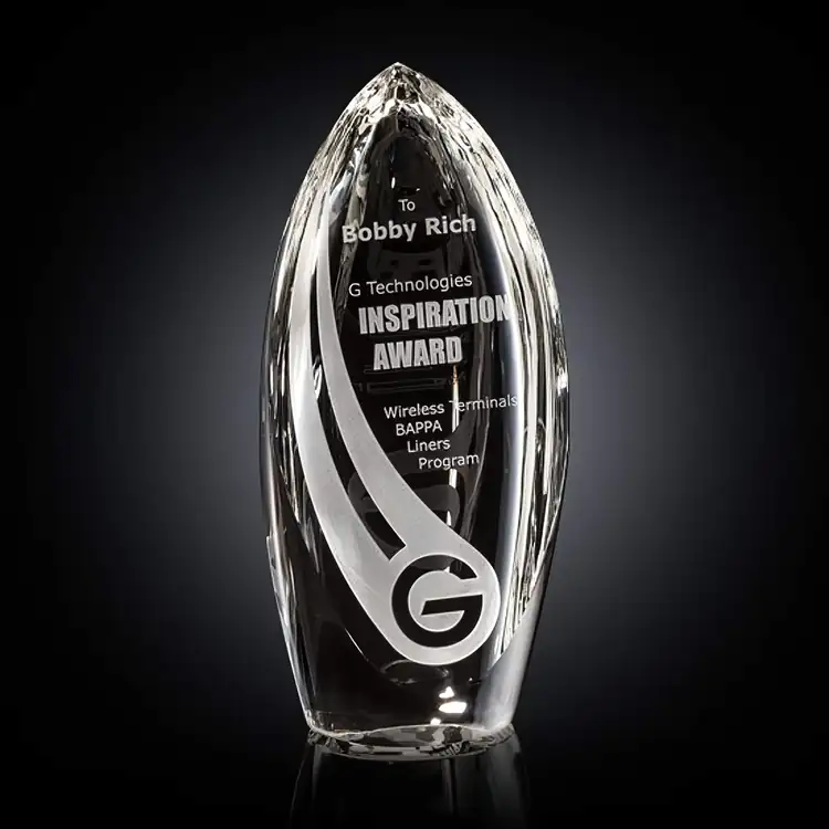 Trophée Aspire R.S. Owens en cristal optique en forme de goutte