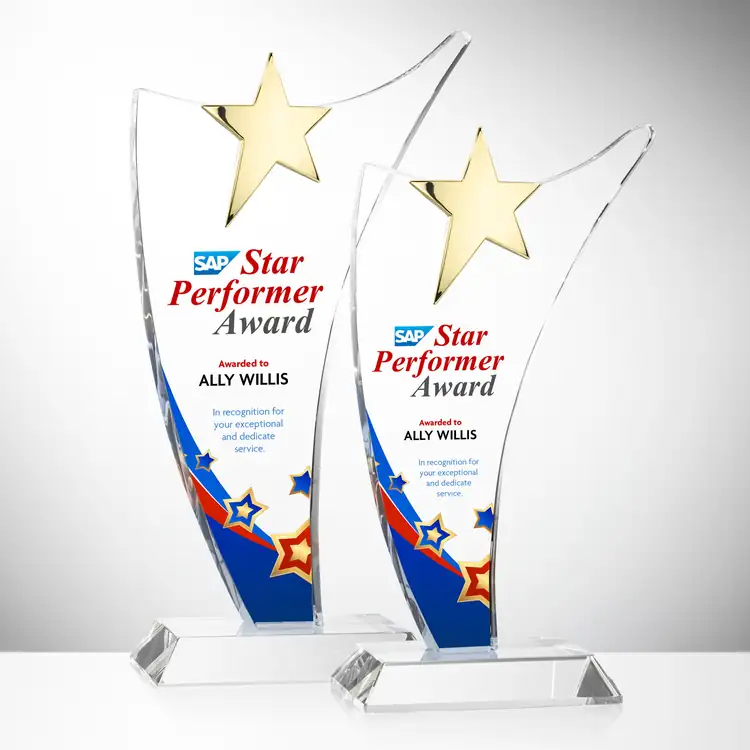 Atkinson Optical Crystal Gold Star Award Multicolor