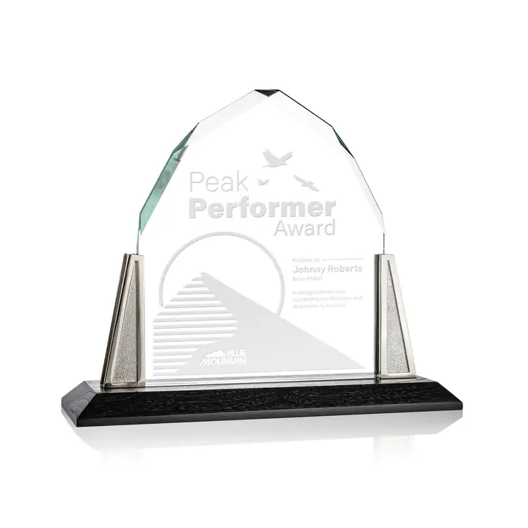 Avalon Starfire Crystal Award with Pewter Posts - Deep Etch #2