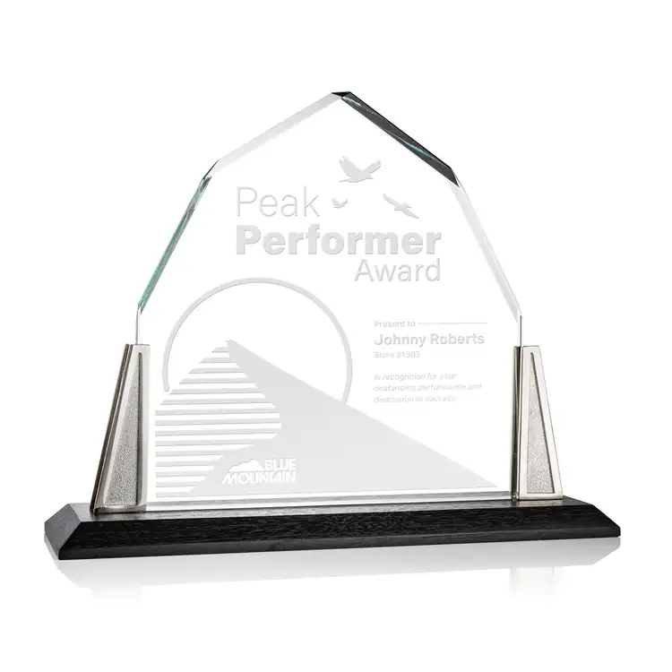 Avalon Starfire Crystal Award with Pewter Posts - Deep Etch #3