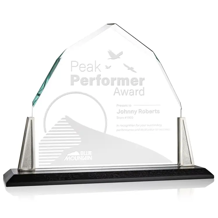 Avalon Starfire Crystal Award with Pewter Posts - Deep Etch #4