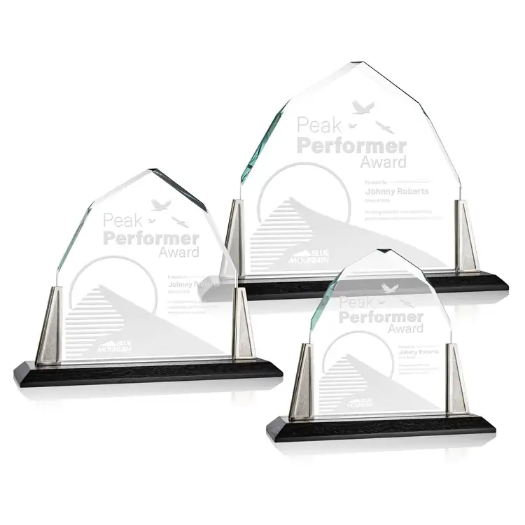 Avalon Starfire Crystal Award with Pewter Posts - Deep Etch