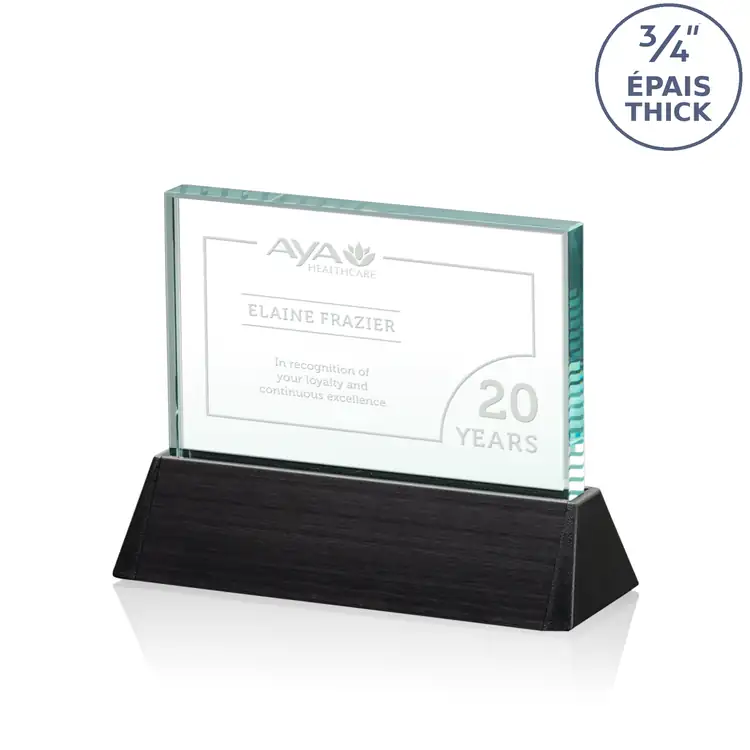Ballard Horizontal Jade Crystal Award on Black Base #2