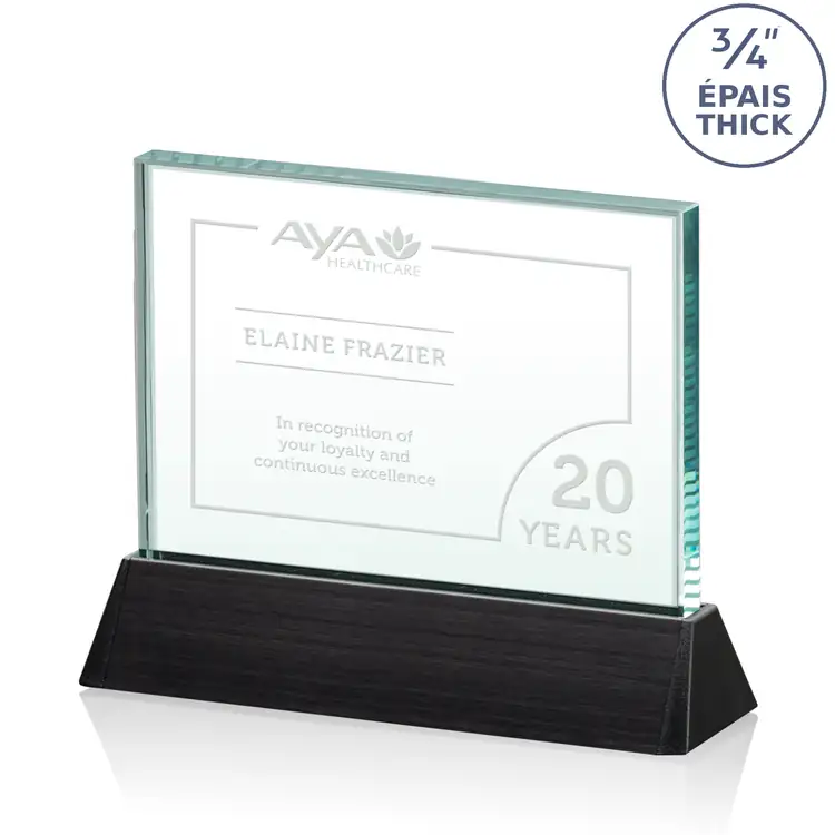 Ballard Horizontal Jade Crystal Award on Black Base #3