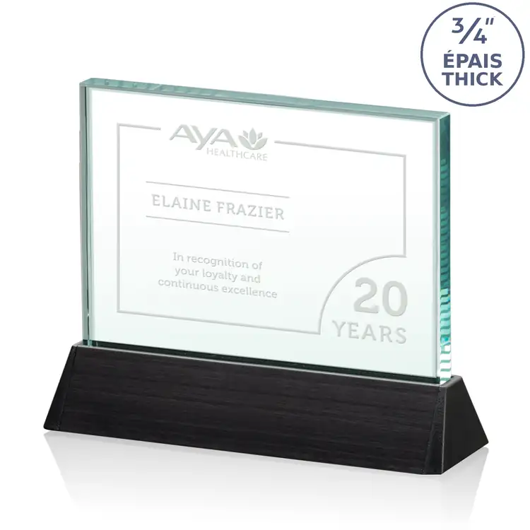 Ballard Horizontal Jade Crystal Award on Black Base #4