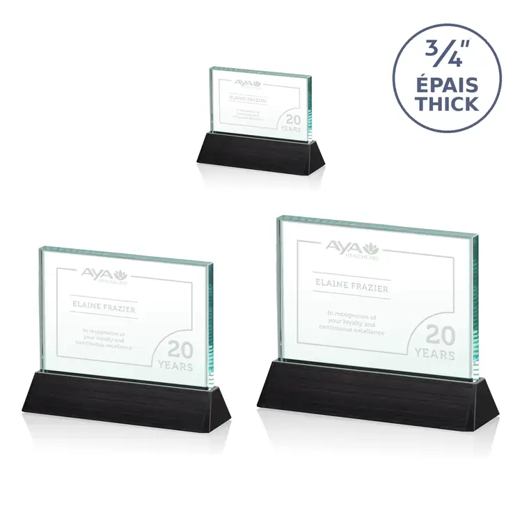 Ballard Horizontal Jade Crystal Award on Black Base