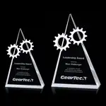 Trophée Barnard en cristal optique à motifs d’engrenages