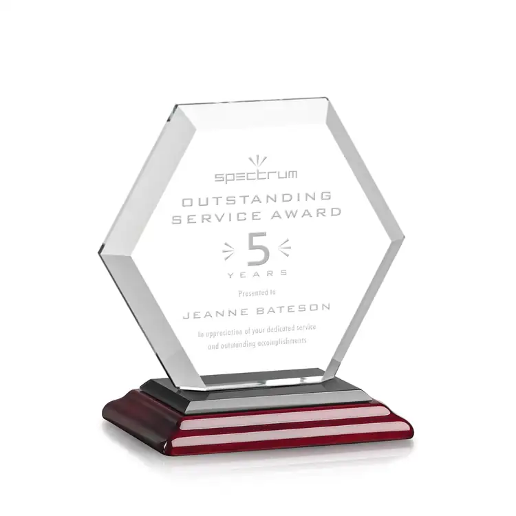 Trophée Barnett en cristal sur socle à fini bois de rose - Gravure #2