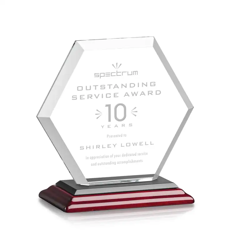 Trophée Barnett en cristal sur socle à fini bois de rose - Gravure #3
