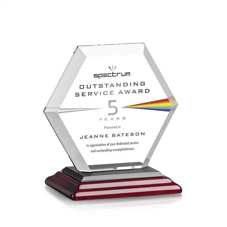Barnett Crystal Award on Rosewood-Finish Base - Multicolor #2