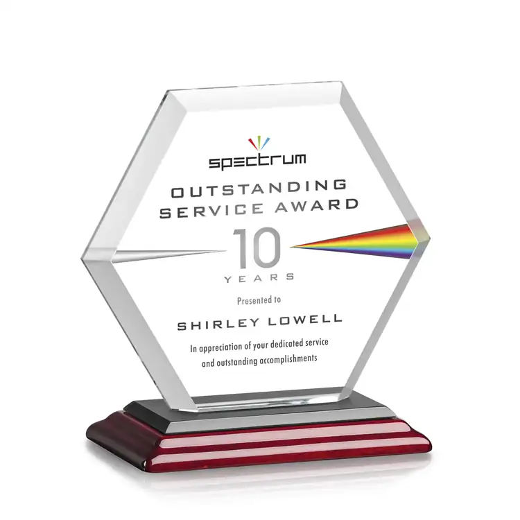 Barnett Crystal Award on Rosewood-Finish Base - Multicolor #3