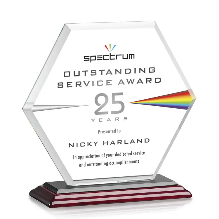 Barnett Crystal Award on Rosewood-Finish Base - Multicolor #6