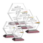 Trophée Barnett en cristal sur socle à fini bois de rose - Multicolore