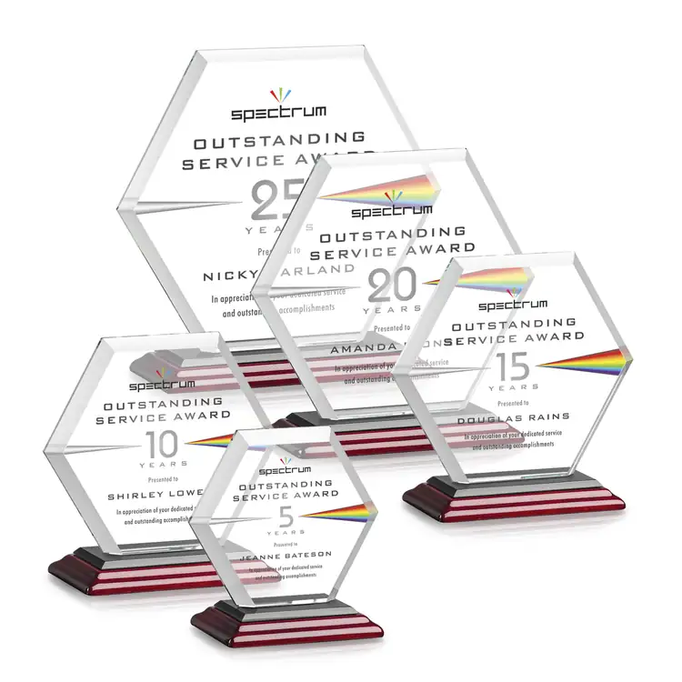 Barnett Crystal Award on Rosewood-Finish Base - Multicolor