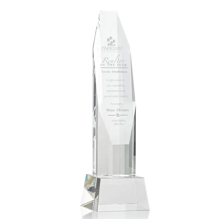 Barrhaven Optical Crystal Award on Crystal Base - Deep Etch #2