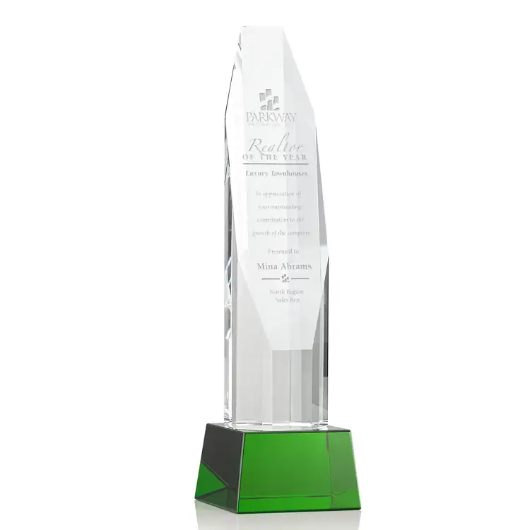 Barrhaven Optical Crystal Award on Crystal Base - Deep Etch #3